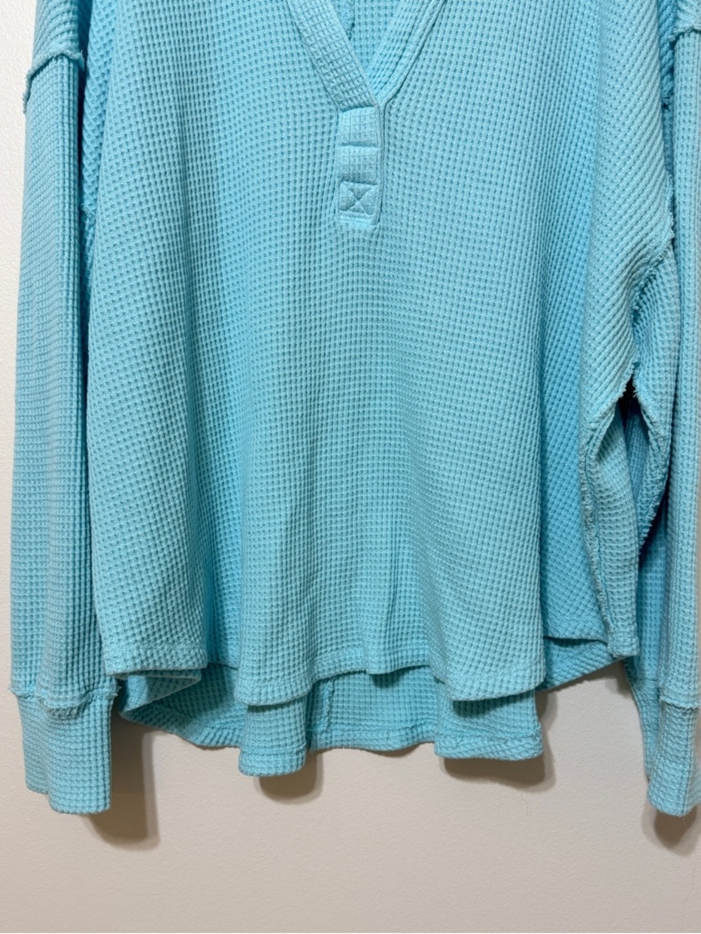 Aerie LumberJane Waffle Polo Sweatshirt Size XL Blue - Picture 5 of 6